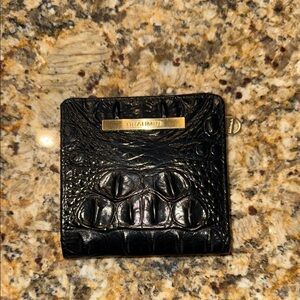 Gently Used Brahmin Black Embossed Leather Wallet style Jane